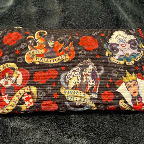 Loungefly Handbags - DISNEY Villains Loungefly Tattoo Print Cosmetic Art Supplies Pouch 8" x 4" Bag